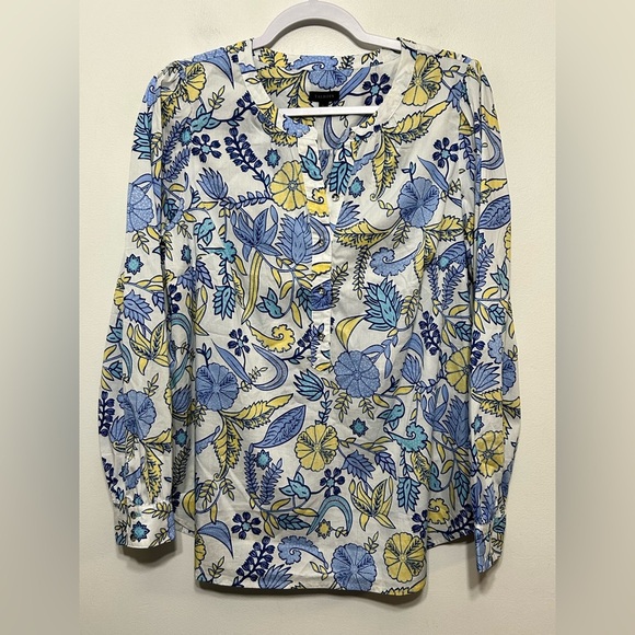 Talbots Vivacious Floral Button Up Popover Shirt - Picture 2 of 9